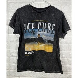 ICE CUBE MENS SHIRT SIZE‎ MEDIUM SHORT SLEEVE ACID WASH HIP HOP RAP CALIFORNIA